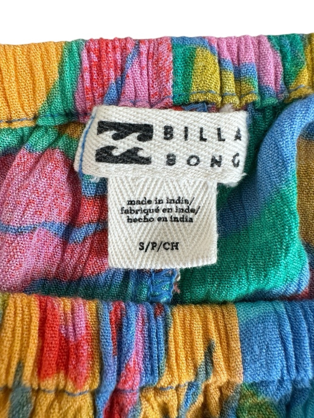 Billabong Tropical Wide Leg Teal Multi Color Pants Boho Beach Vacation Resort S - Picture 9 of 16
